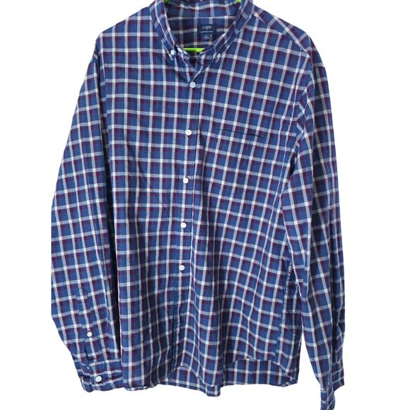 J.Crew Other - J.Crew Men's Blue & Red Plaid Button-Down Long Sleeve Shirt